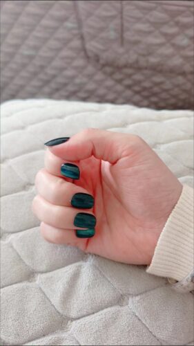 (Forest Secret Area) Green Cat Eye Short Square Handmade Press On Nails photo review