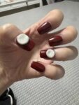 (Enthusiasm And Pure) White Red Short Square Handmade Press On Nails photo review