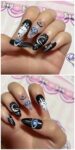 (The Tears of the Moonlight Girl) Black White Medium Almond Handmade Press On Nails photo review