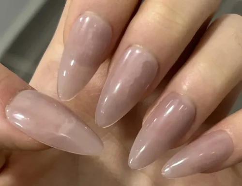 (Nude Allure) Long Almond Handmade Press On Nails photo review