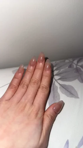 (Nude Allure) Long Almond Handmade Press On Nails photo review