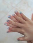 (Sprout Ocean) Blue 3D Long Coffin And Short Round Handmade Press On Nails photo review