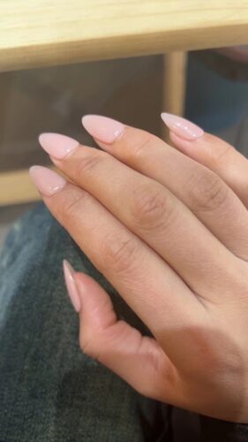 (Nude Allure) Long Almond Handmade Press On Nails photo review