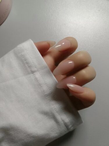 (Nude Allure) Long Almond Handmade Press On Nails photo review