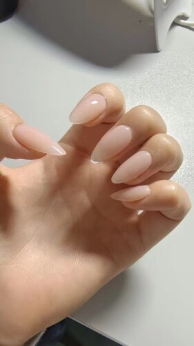 (Nude Allure) Long Almond Handmade Press On Nails photo review