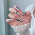 (Silver Spice) 3D Luxury Long Coffin Handmade Press On Nails photo review