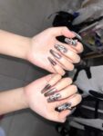 (Forbidden Romance) 3D Gradient Luxury Long Coffin Handmade Press On Nails photo review
