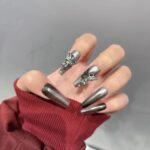 (Forbidden Romance) 3D Gradient Luxury Long Coffin Handmade Press On Nails photo review
