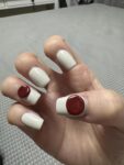 (Enthusiasm And Pure) White Red Short Square Handmade Press On Nails photo review