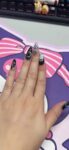 (The Tears of the Moonlight Girl) Black White Medium Almond Handmade Press On Nails photo review