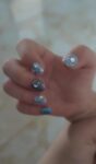 (Sprout Ocean) Blue 3D Long Coffin And Short Round Handmade Press On Nails photo review