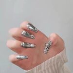 (Silver Spice) 3D Luxury Long Coffin Handmade Press On Nails photo review