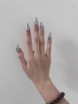 (Silver Spice) 3D Luxury Long Coffin Handmade Press On Nails photo review