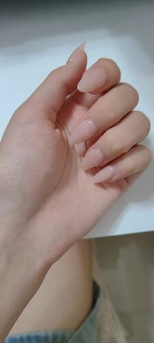 (Nude Allure) Long Almond Handmade Press On Nails photo review